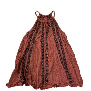Size medium American Eagle burnt orange shift dress with black embroidery